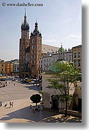 basilica, basilica virgin mary, churches, europe, krakow, mary, poland, squares, vertical, virgin, photograph