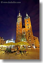 basilica, basilica virgin mary, christian, churches, europe, krakow, long exposure, mary, nite, poland, religious, vertical, virgin, photograph