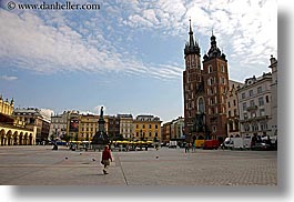 basilica virgin mary, churches, europe, horizontal, krakow, one, pedestrians, poland, squares, photograph