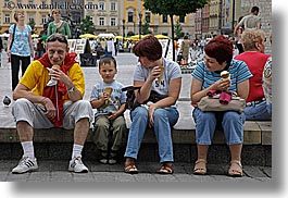 boys, childrens, eating, europe, families, fathers, horizontal, ice cream, krakow, men, mothers, people, poland, womens, photograph