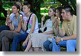 boys, childrens, eating, europe, families, fathers, horizontal, ice cream, krakow, men, mothers, people, poland, womens, photograph