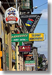 europe, krakow, poland, signs, vertical, photograph