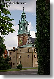 bell towers, buildings, clouds, europe, krakow, nature, palace, poland, sky, structures, vertical, wawel castle, photograph