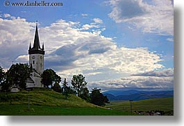 blues, buildings, churches, clouds, colors, europe, horizontal, nature, religious, scenics, sky, slovakia, steeples, structures, photograph