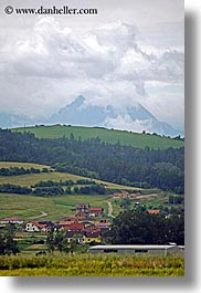 clouds, colors, europe, green, high, houses, landscapes, mountains, nature, peaks, sky, slovakia, vertical, photograph