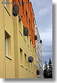 buildings, dishes, europe, satellite, slovakia, vertical, photograph