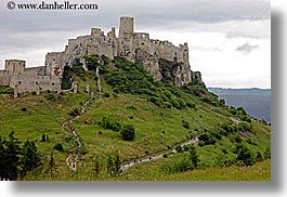 castles, europe, fields, green, horizontal, materials, slovakia, spis castle, stones, photograph