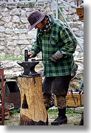 europe, irons, materials, men, people, slovakia, spis castle, stones, vertical, workers, photograph