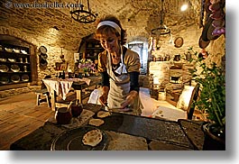 cooking, europe, horizontal, kitchen, materials, medieval, people, slovakia, spis castle, stones, womens, photograph