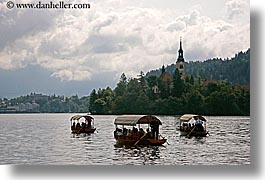bled, boats, churches, europe, horizontal, lakes, slovenia, photograph