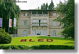 bled, city hall, europe, flowers, gardens, horizontal, slovenia, photograph