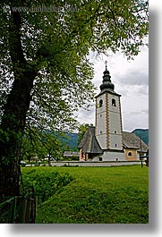 bohinj, churches, europe, slovenia, trees, vertical, photograph