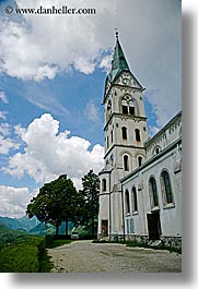 churches, clouds, dreznica, europe, slovenia, vertical, photograph