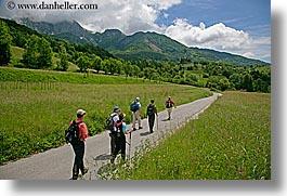 clouds, dreznica, europe, hikers, hiking, horizontal, paths, paved, slovenia, photograph