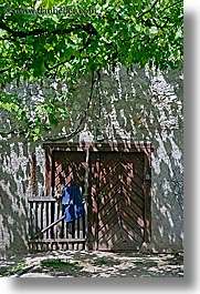 doors, dreznica, europe, ivy, shaded, slovenia, vertical, photograph