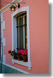 europe, flowers, hisa franko, lamps, slovenia, vertical, windows, photograph