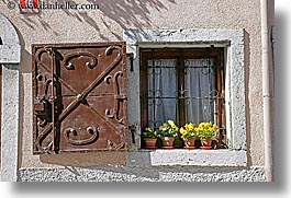europe, flowers, horizontal, kobarid, slovenia, windows, photograph