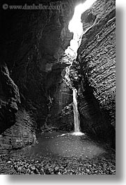 black and white, europe, kozjak, slovenia, vertical, waterfalls, photograph
