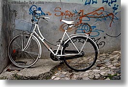 bicycles, bikes, europe, graffiti, horizontal, ljubljana, slovenia, photograph