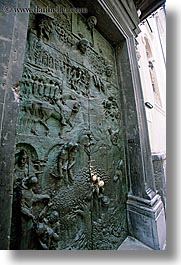 artistic, arts, bronze, churches, doors, europe, ljubljana, religious, slovenia, vertical, photograph