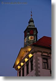 clock tower, europe, ljubljana, slovenia, streets, towns, vertical, photograph