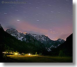 dolina, europe, horizontal, logarska, logarska dolina, long exposure, nite, slovenia, star trails, stars, photograph