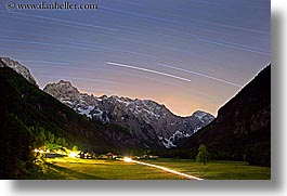 dolina, europe, horizontal, logarska, logarska dolina, long exposure, nite, slovenia, star trails, stars, photograph