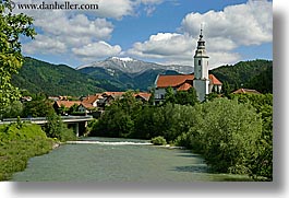 churches, europe, horizontal, logarska dolina, rivers, scenics, slovenia, photograph
