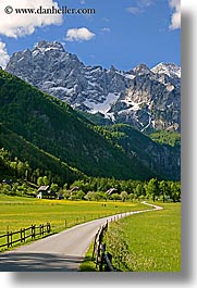 europe, fences, logarska dolina, mountains, roads, scenics, slovenia, vertical, photograph