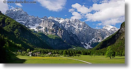 clouds, europe, floors, horizontal, logarska dolina, mountains, scenics, slovenia, snowcaps, valley, photograph