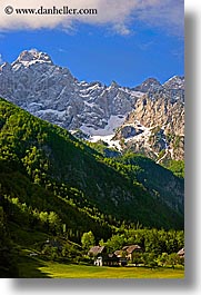 europe, floors, logarska dolina, mountains, scenics, slovenia, snowcaps, valley, vertical, photograph