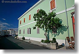 buildings, colorful, europe, horizontal, pirano, slovenia, trees, photograph