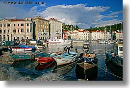 boats, clouds, europe, harbor, horizontal, pirano, slovenia, water, photograph