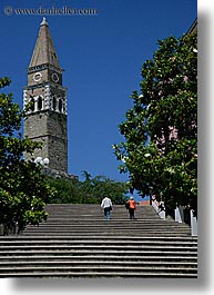 bell towers, europe, people, pirano, slovenia, stairs, vertical, photograph