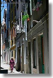 alleys, europe, narrow streets, people, pirano, slovenia, vertical, walk, walking, womens, photograph