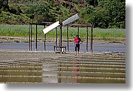 europe, flats, horizontal, men, pirano, salt, salt flats, slovenia, walk, windmills, photograph