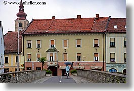 biking, bridge, europe, horizontal, ptuj, slovenia, photograph