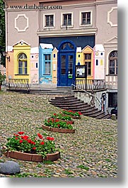 cobblestones, europe, facades, ptuj, slovenia, towns, vertical, photograph