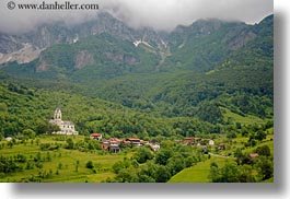 clouds, europe, horizontal, mountains, scenics, slovenia, towns, valley, photograph