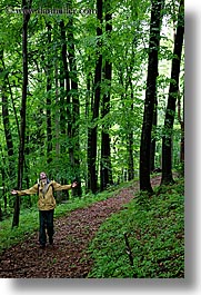 europe, forests, hikers, lush, paths, slovenia, styria, vertical, photograph