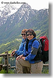 europe, groups, hikers, ingrid, ingrid cercek, mountains, patty, slovenia, snowcaps, sunglasses, vertical, womens, photograph