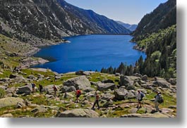 activities, aiguestortes hike, europe, hikers, hiking, horizontal, lakes, mountains, nature, people, spain, photograph