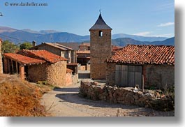 ansovell, belfry, churches, europe, horizontal, houses, mountains, nature, spain, photograph
