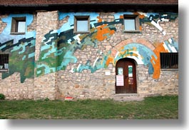 doors, echo, europe, horizontal, murals, spain, photograph