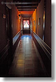 bright, dark, europe, glow, hallway, hotel villa de torla, lights, spain, torla, vertical, windows, photograph