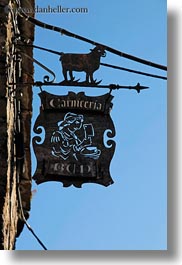 europe, meats, shops, signs, spain, torla, vertical, photograph