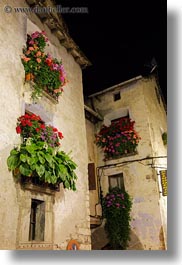 europe, flowers, long exposure, nite, spain, torla, vertical, windows, photograph