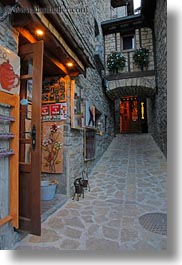 europe, narrow, pizzaria, spain, streets, torla, vertical, photograph