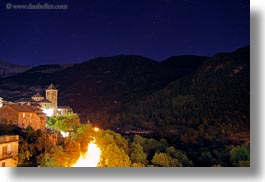 churches, europe, glow, horizontal, lights, long exposure, nite, spain, stars, torla, towns, photograph