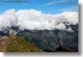 clouds, europe, grindelwald, hikers, horizontal, mountains, nature, sky, switzerland, photograph